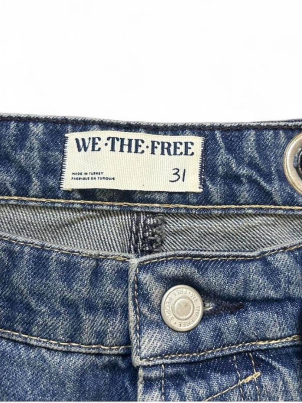 Free People We The Free Moxie Paint Splatter Barrel Jeans Rope Tie Carpenter 31 - Picture 8 of 8